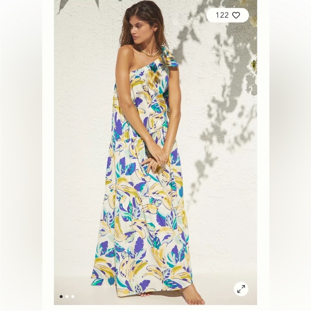 Anthropologie One-Shoulder Bow Maxi Dress XS